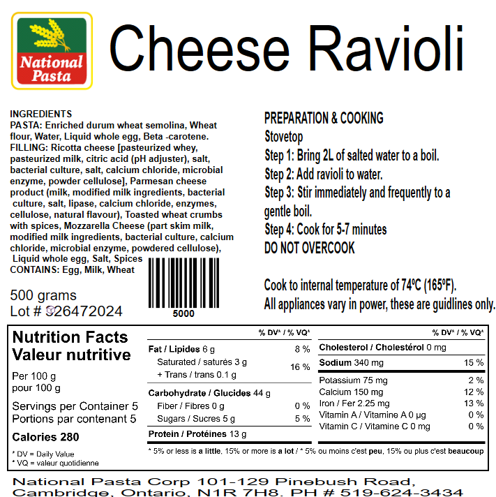 Cheese Ravioli